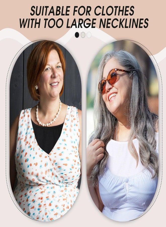 ShinyMatch 3 Pieces Fake Collars for Women Modesty Panels Crew Collar Neckline Cleavage Cover for Women Under Blouses Favors(White, Black, Skin Color) - Image 4